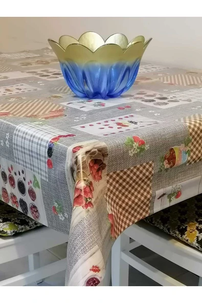 ELYAFLI PVC MUŞAMBA - DESENLİ SİLİNEBİLİR MASA ÖRTÜSÜ - Resim 3