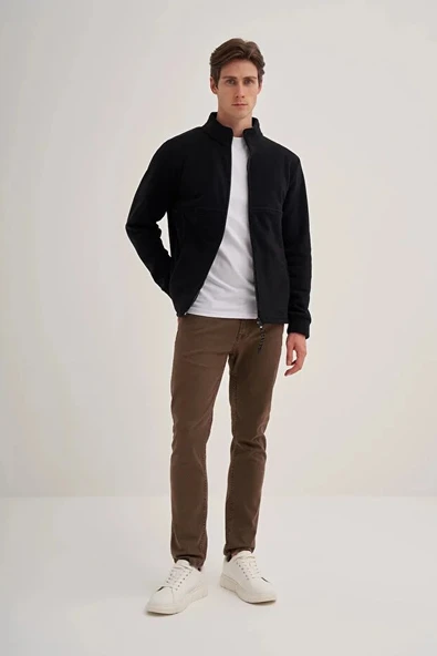 CAZ 5127 DİK YK. POLAR SWEAT HIRKA SİYAH ürün görseli