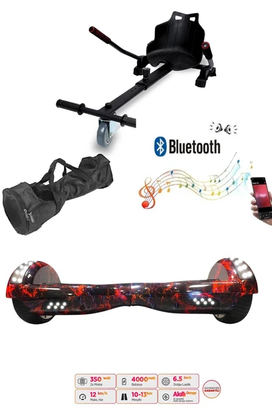 Elektrikli Kaykay Scooter Akıllı Denge Hoverboard + HoverKart + Çanta FULL LEDLİ EXTREM PAKET D15 ürün görseli