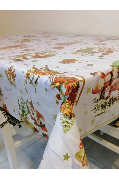 YENİ YIL DESENLİ ELYAFLI PVC MUŞAMBA - SİLİNEBİLİR MASA ÖRTÜSÜ - Resim 6