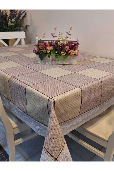 Kaydırmaz Tabanlı Pvc Muşamba - Desenli Silinebilir 120 X 150 Hazır Masa Örtüsü ürün görseli