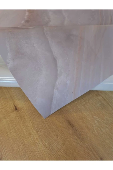 Kalın PVC Masa Koruyucu – 1.2 mm Mika Örtü, 70 cm En, Mermer Desen - Resim 5