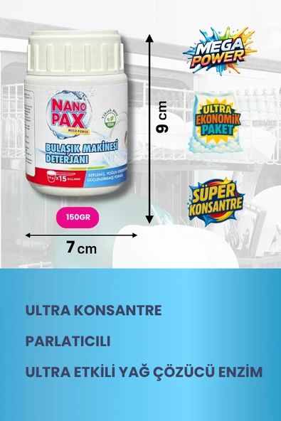 BULAŞIK MAKİNESİ PARLATICILI TOZ DETERJAN 4 X 150 GR - Resim 3