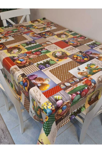 Yeni Yıl Desenli Elyaflı PVC Masa Örtüsü – Silinebilir ve Su Geçirmez Muşamba - Resim 5
