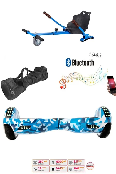 Elektrikli Kaykay Scooter Akıllı Denge Hoverboard + HoverKart + Çanta FULL LEDLİ EXTREM PAKET D03 ürün görseli