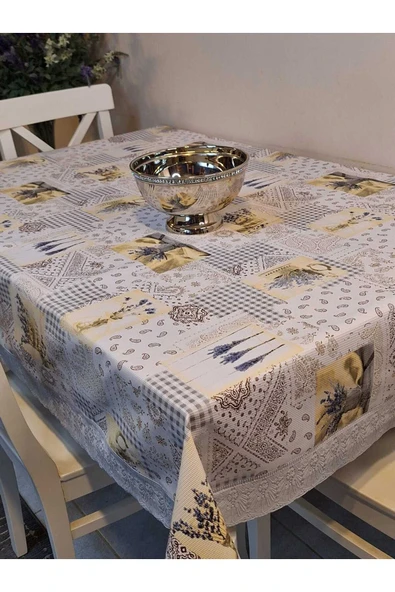 Kaydırmaz Tabanlı Pvc Muşamba - Desenli Silinebilir 120 X 150 Hazır Masa Örtüsü - Resim 2