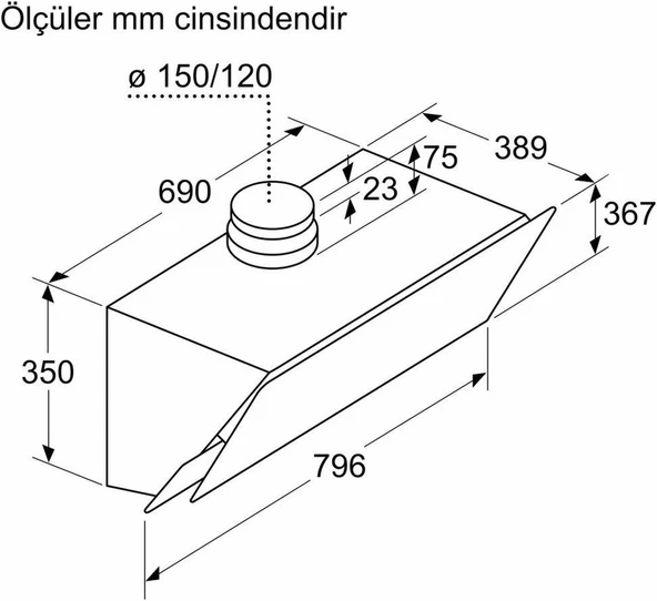 Profilo DVK8J661 80 CM Duvar Tipi Davlumbaz Siyah - Resim 7