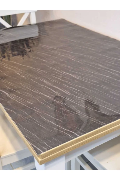 Kalın PVC Masa Koruyucu – 1.2 mm Mika Örtü, 80 cm En, Mermer Desen - Resim 2
