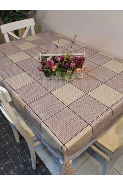 Kaydırmaz Tabanlı Pvc Muşamba - Desenli Silinebilir 120 X 150 Hazır Masa Örtüsü - Resim 3