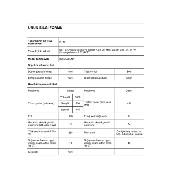 Profilo BD2055LENN 453 L No-Frost Üstten Donduruculu Buzdolabı - Resim 8