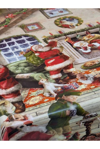 Yeni Yıl Desenli Elyaflı PVC Masa Örtüsü – Silinebilir ve Su Geçirmez Muşamba - Resim 6