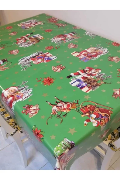 YENİ YIL DESENLİ ELYAFLI PVC MUŞAMBA - SİLİNEBİLİR MASA ÖRTÜSÜ - Resim 2