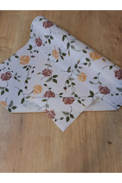 Kahve Sarı Çiçekli Raf Ve Dolop Içi Örtüsü -  Kaymaz Raf Örtüsü 50cm X 500 Cm - Resim 2