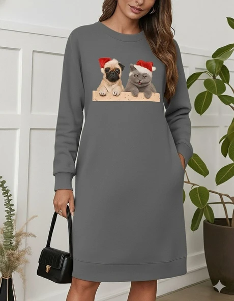 Lucky Life Kadın Uzun Kollu Bisiklet Yaka Desenli Viskon Iki Iplik Bluz - Resim 3