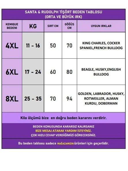 Noel Baba ve Geyik Baskılı Kırmızı Pamuklu Yılbaşı Köpek Tişörtü | Orta ve Büyük Irklar İçin - Resim 3