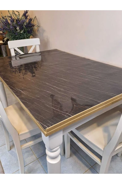 Kalın PVC Masa Koruyucu – 1.2 mm Mika Örtü, 80 cm En, Mermer Desen - Resim 3