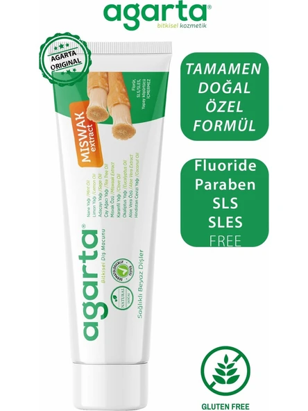 Agarta Doğal  Misvak Özlü Florürsüz ve SLS İçermeyen Diş Macunu 100 Ml x 3 Adet - Resim 3