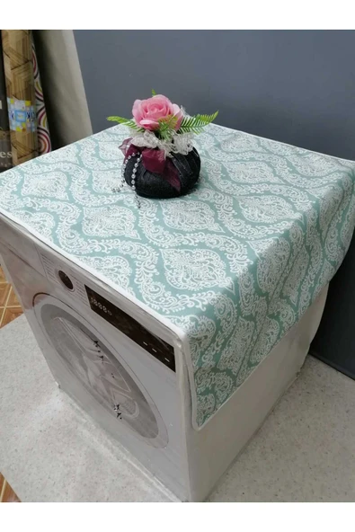 YEŞİL BEYAZ DUCK KUMAŞ ÇAMAŞIR VE KURUTMA MAKİNESİ ÖRTÜSÜ 120X60CM - Resim 4