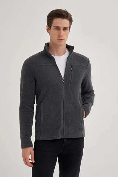 CAZ 56330 DİK YK. POLAR SWEAT HIRKA ANTRASİT - Resim 3