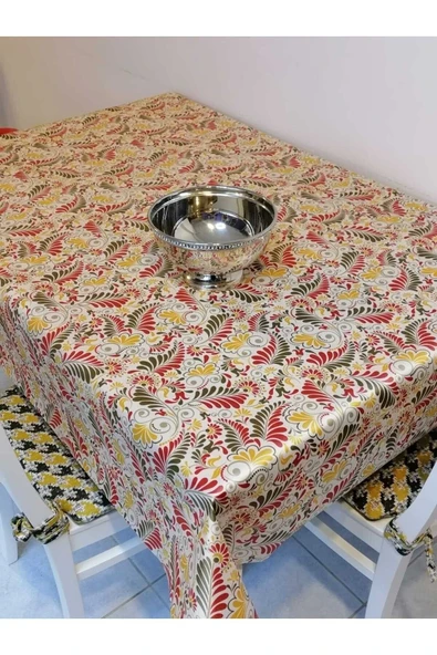 KUMAŞ DOKULU TABANI SİLİKONLU YIKANABİLİR SİLİNEBİLİR ÜTÜLENEBİLİR KAYMAZ DEKORATİF MASA ÖRTÜSÜ ürün görseli