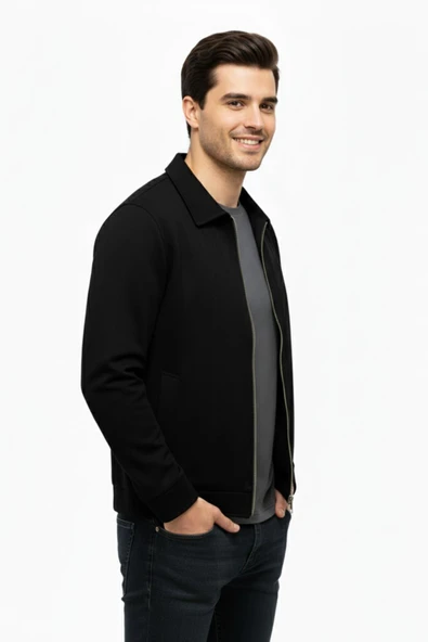 Erkek Siyah Regular Fit Mevsimlik Süet Spor Mont8091 BGL-ST05013 - Resim 4