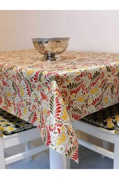 KUMAŞ DOKULU TABANI SİLİKONLU YIKANABİLİR SİLİNEBİLİR ÜTÜLENEBİLİR KAYMAZ DEKORATİF MASA ÖRTÜSÜ - Resim 3