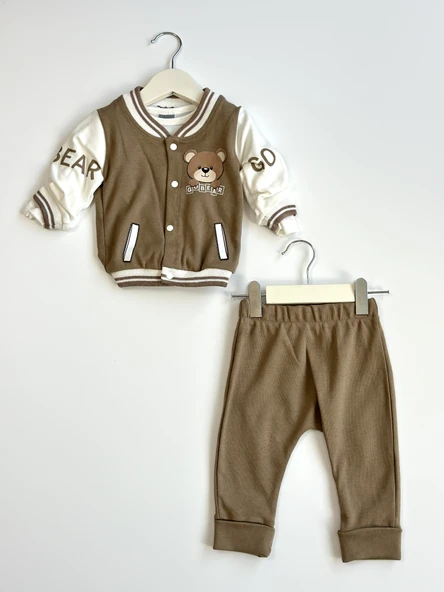 Ayıcık Desenli 3'lü Erkek Bebek Kolej Takım Seti ürün görseli