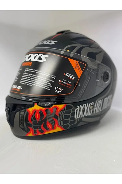 AXXIS Draken S Maori Devil B5 Matt Red Kapalı Motosiklet Kaskı + Yedek Siyah Vizör - Resim 6