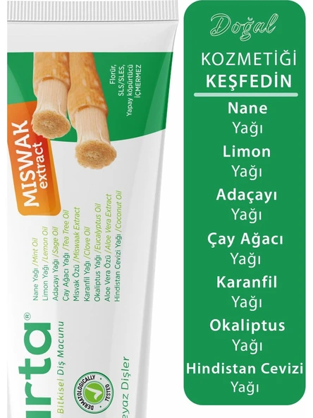 Agarta Doğal  Misvak Özlü Florürsüz ve SLS İçermeyen Diş Macunu 100 Ml x 3 Adet - Resim 2