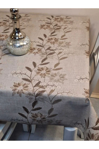 SİMLİ KETEN DOKULU PVC MASA ÖRTÜSÜ - Resim 4