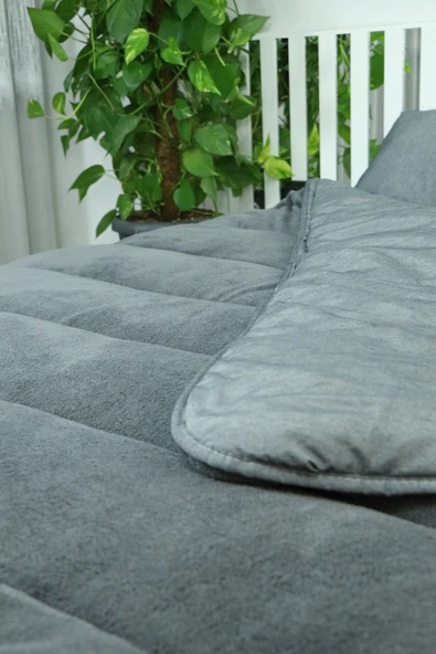 Misev Çift Kişilik Lüx Gri Welsoft Yorgan - Resim 4