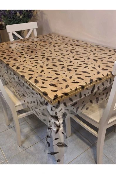 Şeffaf 0.018 Mm Pvc Muşamba - Desenli Silinebilir Şeffaf Masa Örtüsü ürün görseli
