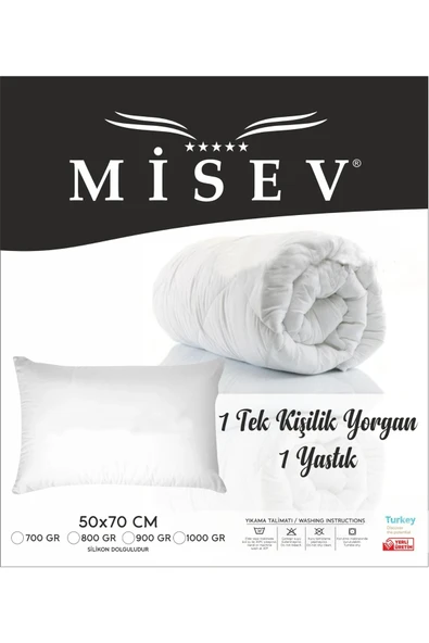 Misev Tek Kişilik Lüx Grubu Kışlık Yorgan ve 1 Adet Lüx Grubu Yastık ürün görseli
