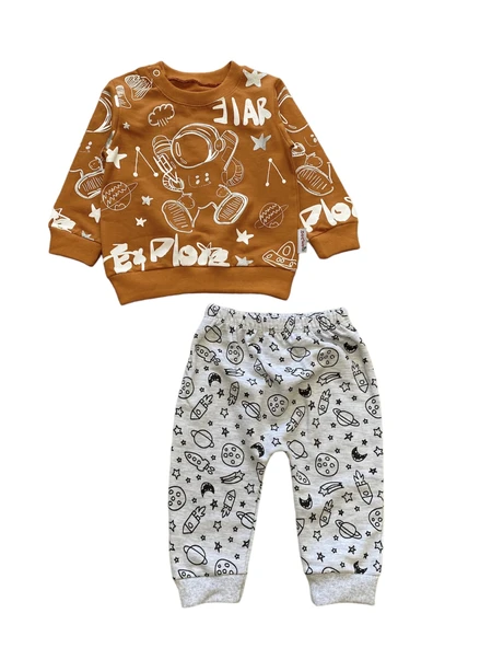 Tarçın Desenli Erkek Bebek İkili Takım ürün görseli
