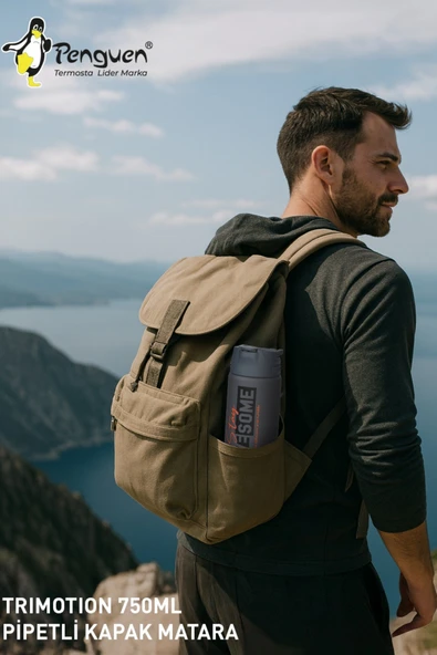 750ML Paslanmaz Çelik Su Matarası | Sızdırmaz Kapaklı | Pipetli | BPA Free | Dayanıklı - Resim 3