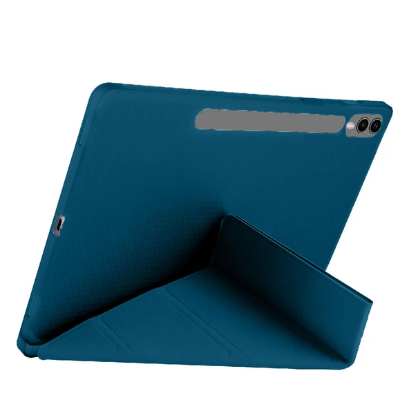 Samsung Galaxy Tab S9 Plus X810 12.4 İnç Katlanabilir Kalemlikli Standlı Akıllı Kılıf  Petrol - Resim 2