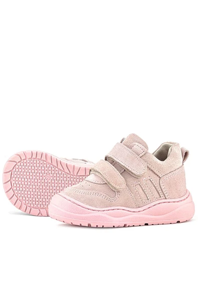 Rakerplus Schaggy Hakiki Deri Pudra Pembe Cırtlı Bebek Spor Ayakkabı - Resim 7