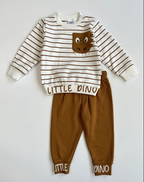 Küçük Dino Çizgili Erkek Bebek İkili Takım - TARÇIN ürün görseli