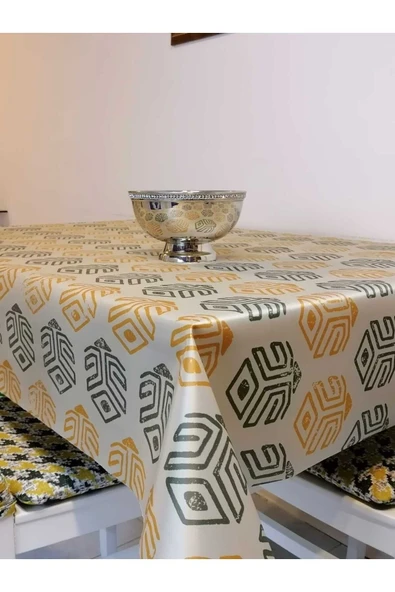 KUMAŞ DOKULU TABANI SİLİKONLU YIKANABİLİR SİLİNEBİLİR ÜTÜLENEBİLİR KAYMAZ DEKORATİF MASA ÖRTÜSÜ ürün görseli