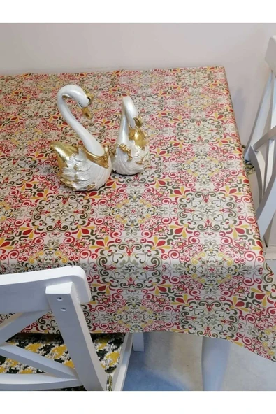 KUMAŞ DOKULU TABANI SİLİKONLU YIKANABİLİR SİLİNEBİLİR ÜTÜLENEBİLİR KAYMAZ DEKORATİF MASA ÖRTÜSÜ - Resim 5