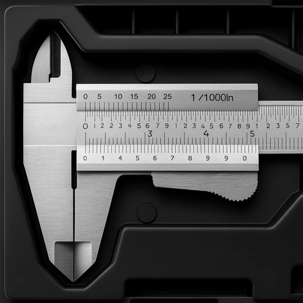 Kilitli Mekanik Kumpas Monoblok Metal Gövde 0.02 Hassasiyet 150 mm İç Dış Derinlik Ölçüm Aleti - Resim 3