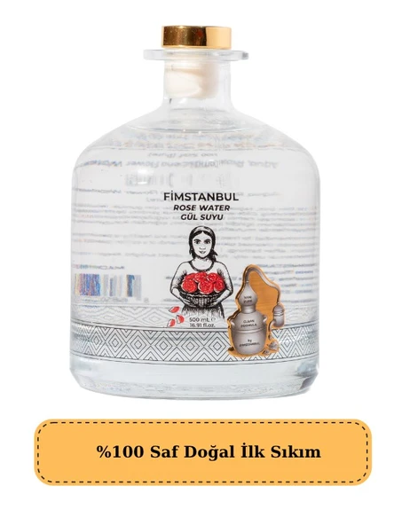 Fimstanbul İlk Sıkım %100 Saf Doğal Gül Suyu 500 ml – Rose Water - Cam Şişe – Yaprak Taneli ürün görseli 1
