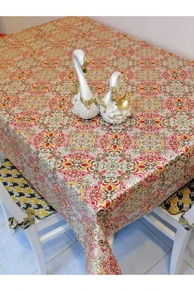 KUMAŞ DOKULU TABANI SİLİKONLU YIKANABİLİR SİLİNEBİLİR ÜTÜLENEBİLİR KAYMAZ DEKORATİF MASA ÖRTÜSÜ - Resim 2