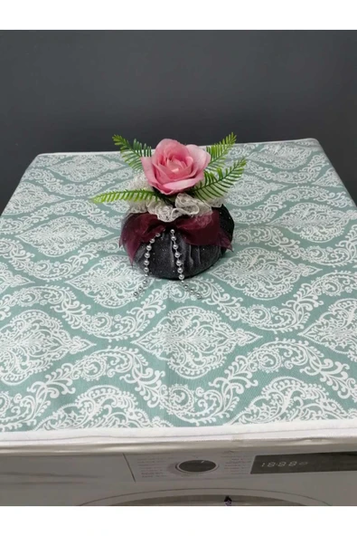 YEŞİL BEYAZ DUCK KUMAŞ ÇAMAŞIR VE KURUTMA MAKİNESİ ÖRTÜSÜ 120X60CM - Resim 3