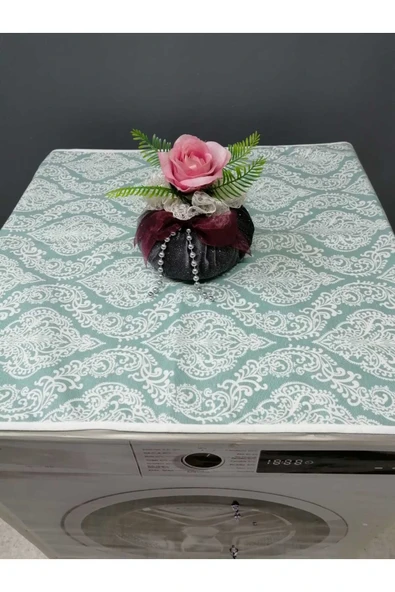 YEŞİL BEYAZ DUCK KUMAŞ ÇAMAŞIR VE KURUTMA MAKİNESİ ÖRTÜSÜ 120X60CM - Resim 2
