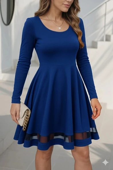 MDB Etek Tül Detay Krep Elbise ürün görseli 1