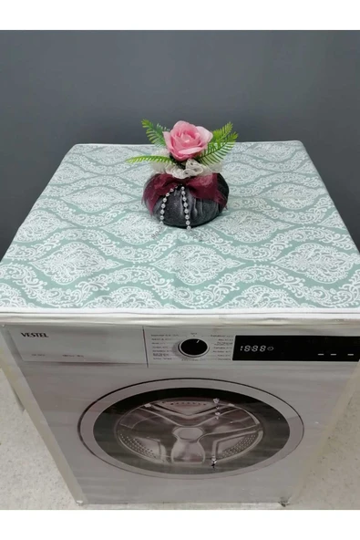 YEŞİL BEYAZ DUCK KUMAŞ ÇAMAŞIR VE KURUTMA MAKİNESİ ÖRTÜSÜ 120X60CM - Resim 5