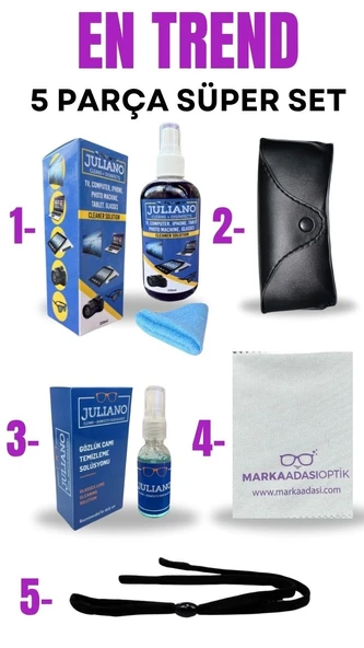 5 Parça: 250ML TV-Telefon Sprey+Deri Kılıf+30ML Gözlük Sprey+Sporcu İpi+ Mic. Gözlük Bez ürün görseli