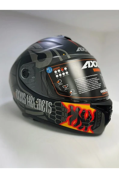 AXXIS Draken S Maori Devil B5 Matt Red Kapalı Motosiklet Kaskı + Yedek Siyah Vizör - Resim 5