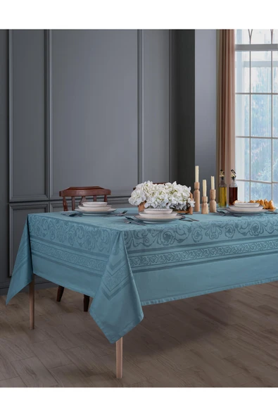 Misev Jakarlı Su Yeşili Masa Örtüsü ürün görseli